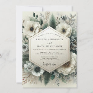 Invitation Mariage Floral Crème Éthéré
