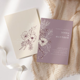 Invitation mariage floral crème moderne