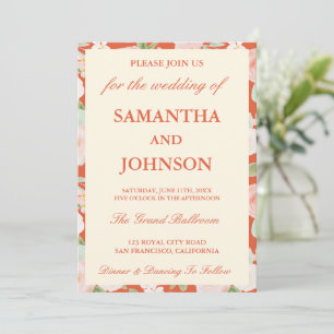 Invitation Mariage Floral Crème Vintage Coucher de Soleil Ita