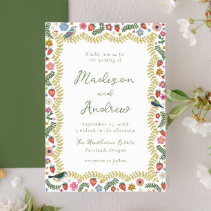 Invitation Mariage Floral d'Art Populaire Fantaisiste