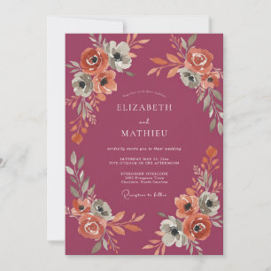 Invitation Mariage Floral d'Automne au Plum