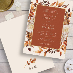 Invitation Mariage Floral d'Automne en Terracotta