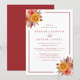 Invitation Mariage Floral d'Automne Rustique