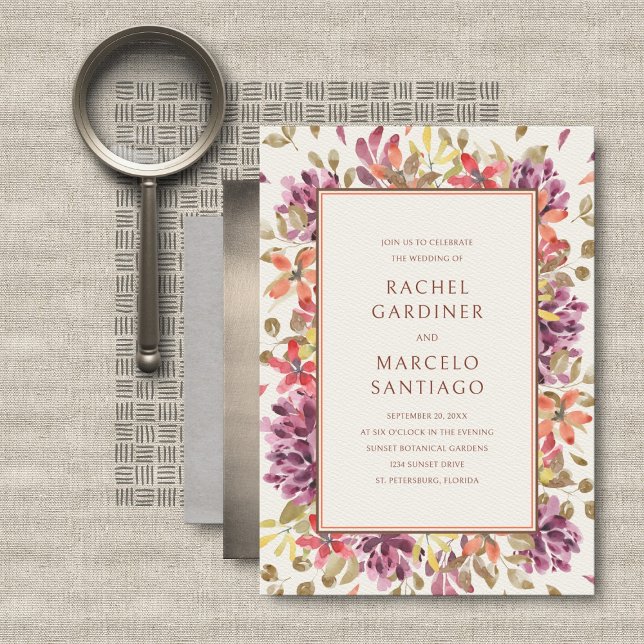 Invitation Mariage floral d'automne tropical (Créateur téléchargé)