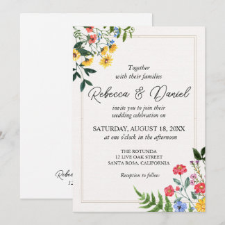 Invitation Mariage floral de Boho neutre rustique