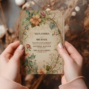 Invitation Mariage floral de Boho neutre rustique