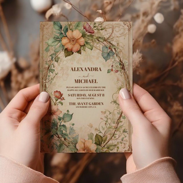 Invitation Mariage floral de Boho neutre rustique (Créateur téléchargé)