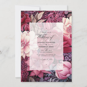 Invitation Mariage floral de Bourgogne et de Blush