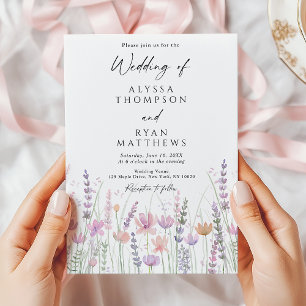 Invitation Mariage Floral de Fleur de Champ au Pastel Doux