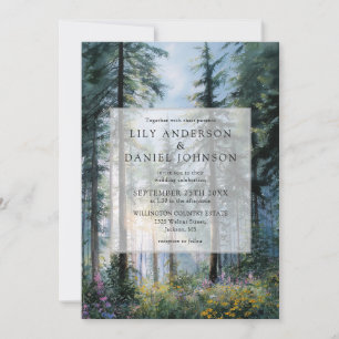 Invitation Mariage Floral de Fleur Sauvage de Forêt Rustique
