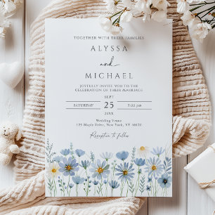 Invitation Mariage Floral de Fleur Sauvage de Sauge Bleu Pous