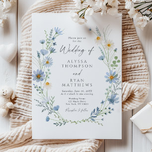 Invitation Mariage Floral de Fleur Sauvage de Sauge Verte et 