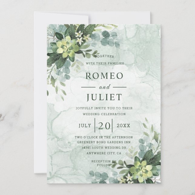 Invitation Mariage Floral de Jardin d'Été (Devant)