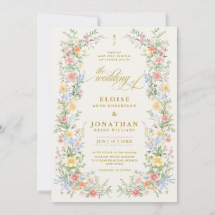 Invitation Mariage Floral de Jardin Orné de Pastel Doux   