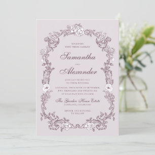 Invitation Mariage Floral de Jardin Vintage Rose Pâle