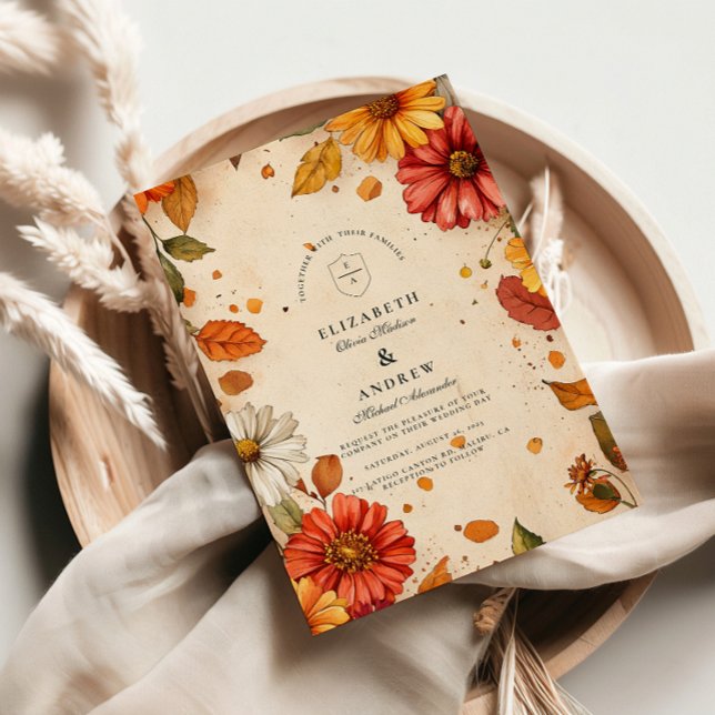 Invitation Mariage floral de la marguerite d'automne (Créateur téléchargé)