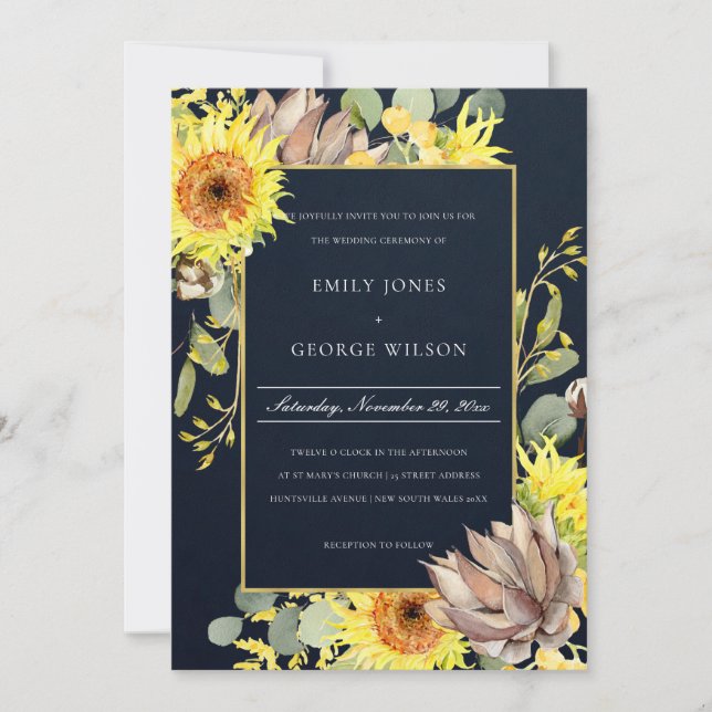 INVITATION MARIAGE FLORAL DE LA NEIGE EUCALYPTUS DE LA NAVY S (Devant)