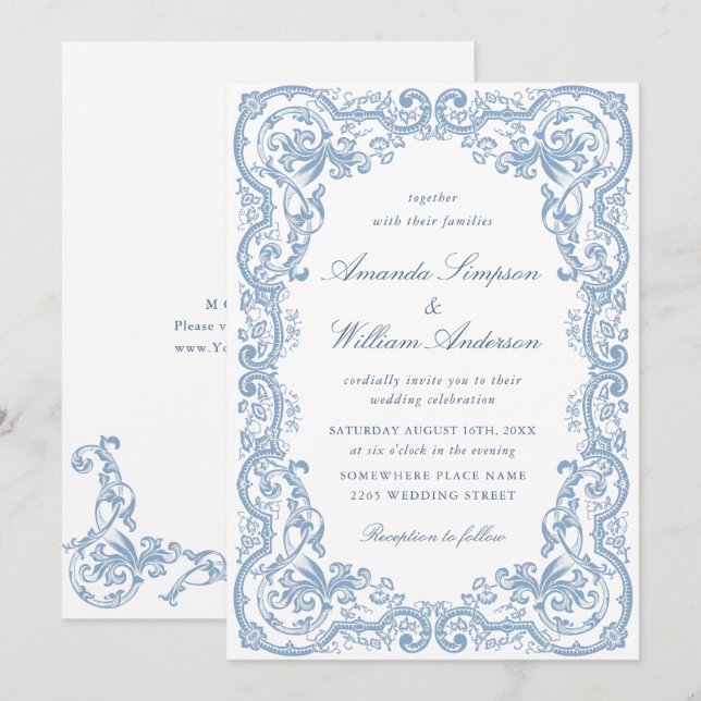 Invitation Mariage Floral de la Renaissance (Devant / Derrière)