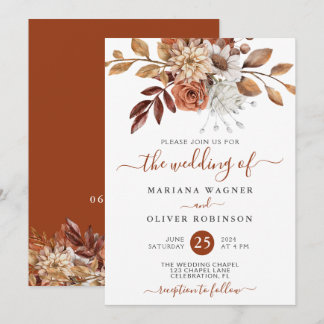 Invitation Mariage floral de l'aquarelle d'automne