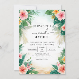 Invitation Mariage floral de l'arc tropical vibrant