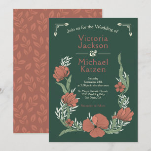 Invitation Mariage floral de l'artisan en terre cuite et vert