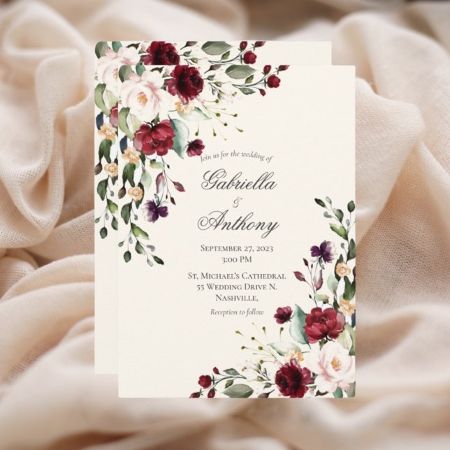 Invitation Mariage floral de l'Eucalyptus de Bourgogne (Créateur téléchargé)