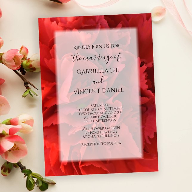 Invitation Mariage floral de l'oeillet rouge (Créateur téléchargé)