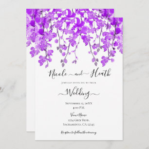 Invitation Mariage floral de l'orchidée d'aquarelle violette 