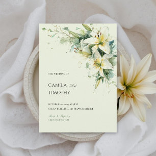 Invitation Mariage Floral de Lys de la Vallée Vert Sauge