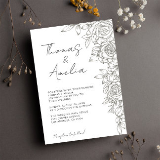 Invitation Mariage floral de Magnolia ivoire rustique