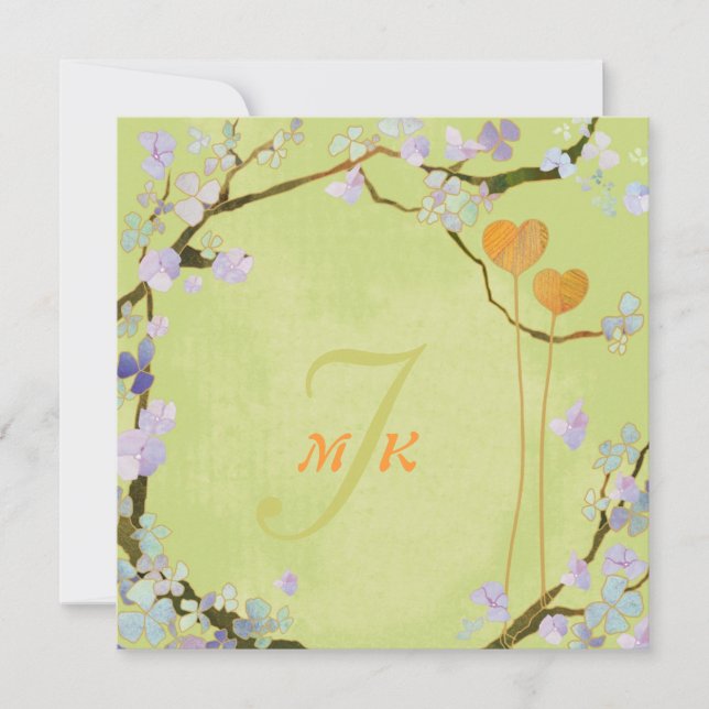 Invitation Mariage floral de mi-été vert de chaux (Devant)