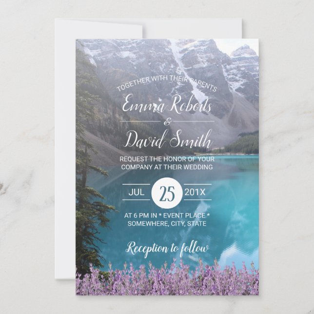 Invitation Mariage floral de Mountain Lake Lavender (Devant)