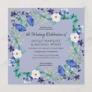 Invitation Mariage floral de pavot à eau violet de lavande