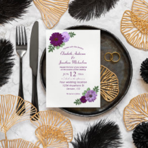 Invitation Mariage floral de pivoine violette