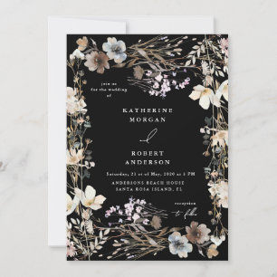 Invitation Mariage Floral de Prairie Automnale Poussiéreuse
