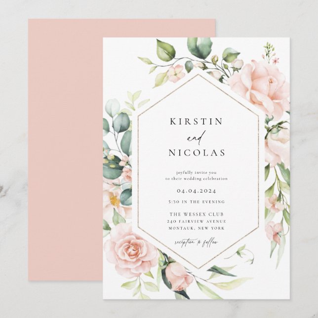 Invitation Mariage floral de printemps (Devant / Derrière)