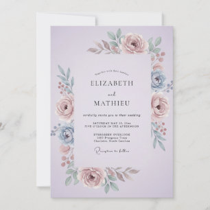 Invitation Mariage Floral de Printemps Gracieux Lavande
