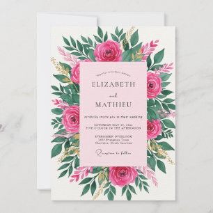 Invitation Mariage Floral de Printemps Hypnotisant Magenta