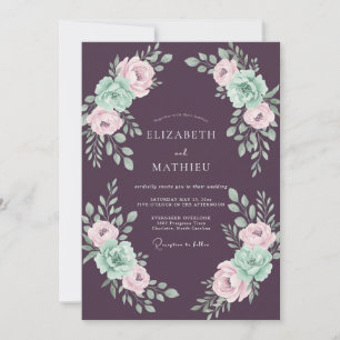 Invitation Mariage Floral de Printemps Rêveur aux Prunes