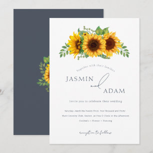 Invitation Mariage Floral de Tournesol de Campagne