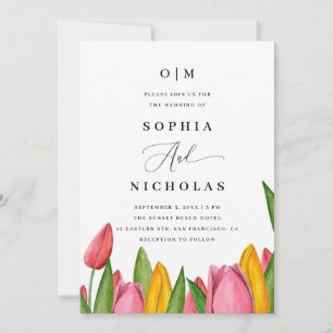 Invitation Mariage Floral de Tulipes de Printemps Photo & C