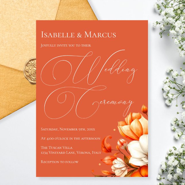 Invitation Mariage floral de Verona Sunset (Verona Sunset Floral Wedding Invitation)