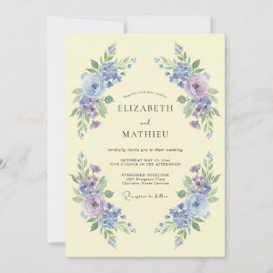Invitation Mariage Floral Délicat Pervenche