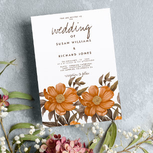 Invitation Mariage floral d'été botanique brun-doux