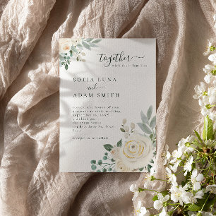 Invitation Mariage floral d'hiver blanc crémeux