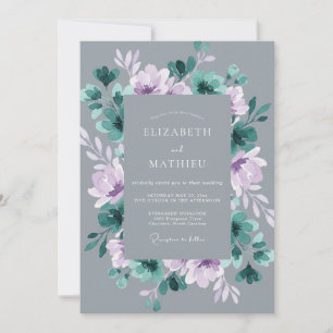 Invitation Mariage Floral d'Hiver Teal Moody