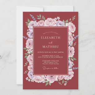 Invitation Mariage Floral Divine Marsala