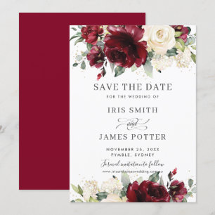 Invitation Mariage floral d'ivoire de Bourgogne Enregistrer l