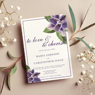 Invitation Mariage floral d'orchidée de lavande violette blan