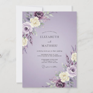 Invitation Mariage Floral Doux à la Lavande